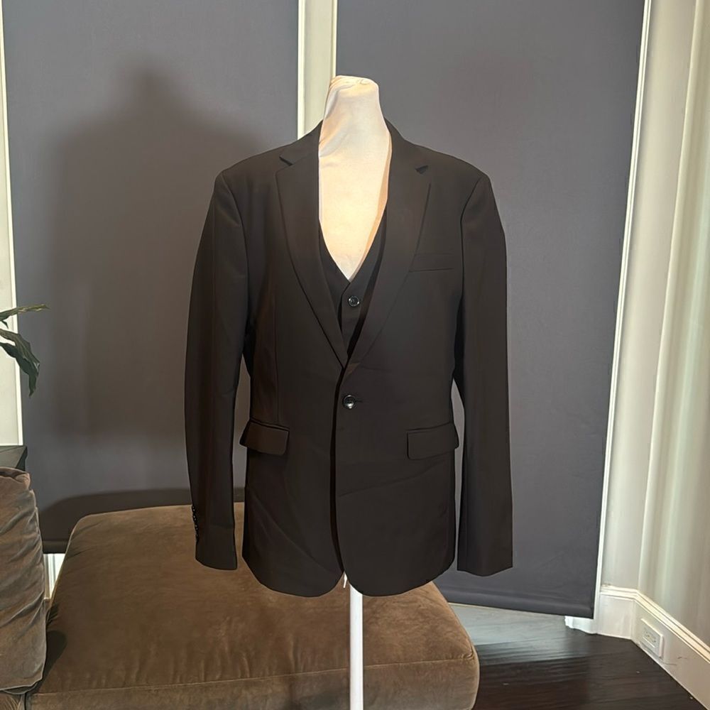 Men’s Black 3 Piece Prom Party Suit Slim Fit Notched Lapel 36 Jacket 31 Pants